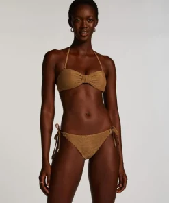 Goldie Shimmer Cheeky Tanga Bikini Bottoms - Yellow