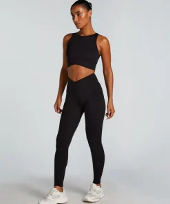 HKMX Crossed High Waisted Leggings - Black