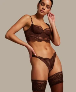 Indigo Non-Padded Underwired Longline Bra - Brown