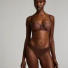 Invisible thong Stripe mesh - Brown