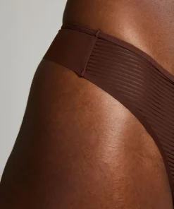 Invisible thong Stripe mesh - Brown