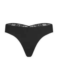Invisible thong Stripe mesh - Black