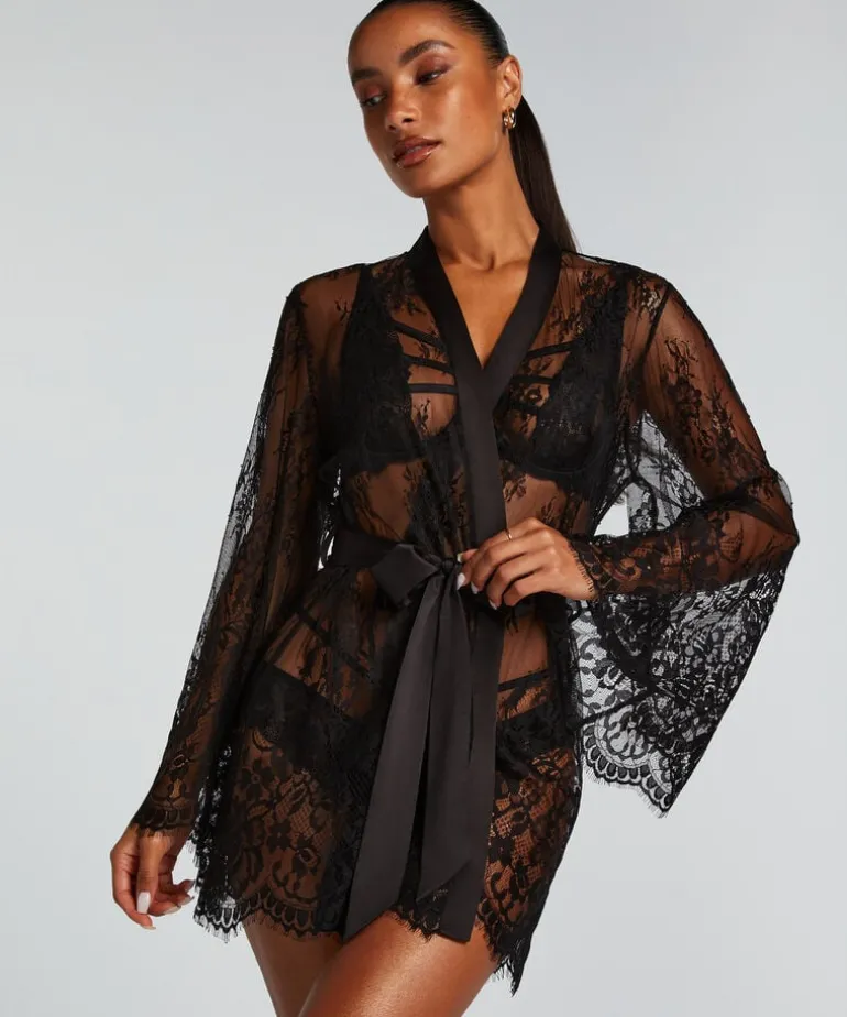 Isabelle Lace Kimono - Black