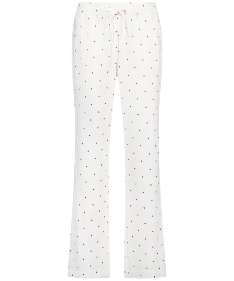 Jacquard Hearts Petite Pyjama Bottoms - White