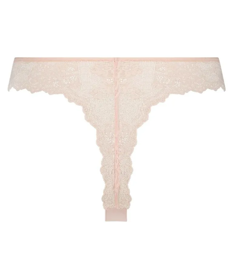 Lace Back Invisible Thong - Pink