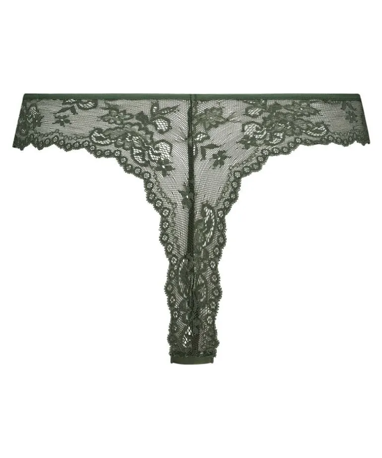 Lace Back Invisible Thong - Green