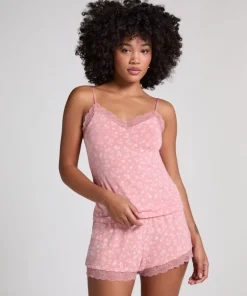 Lace Jersey Pyjama Set - Pink