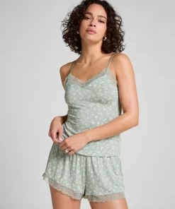 Lace Jersey Pyjama Set - Green
