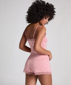 Lace Jersey Pyjama Set - Pink