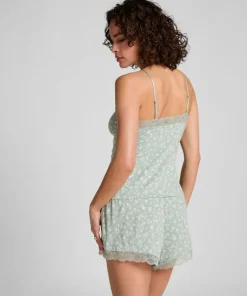 Lace Jersey Pyjama Set - Green