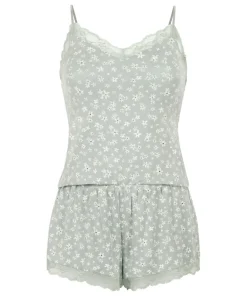 Lace Jersey Pyjama Set - Green