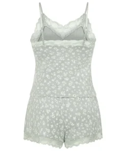 Lace Jersey Pyjama Set - Green