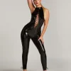Lace Up Catsuit - Black
