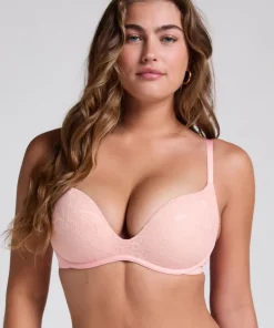 Lea Lace Padded Non-Wired Bra - Pink