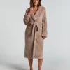 Long Fleece Bathrobe - Beige