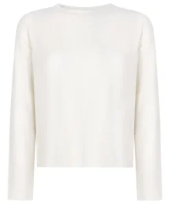 Long-sleeved Knitted Ribbed Pyjama Top - White