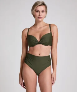 Luna High-Waisted Shaping Cheeky Bikini Bottoms - Green