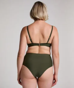 Luna High-Waisted Shaping Cheeky Bikini Bottoms - Green