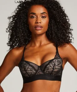 Luna Padded Underwired Longline Bra - Black