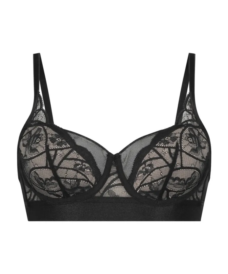 Luna Padded Underwired Longline Bra - Black