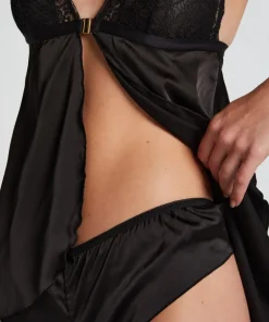 Mariah Satin Babydoll - Black