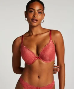 Marine Padded Push-Up Underwired Bra - Red