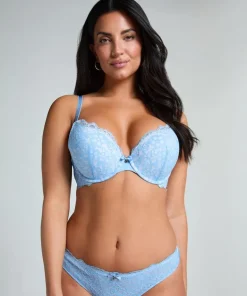 Marine Padded Push-Up Underwired Bra - Blue