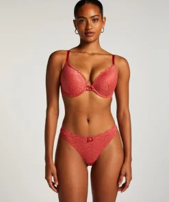 Marine Padded Push-Up Underwired Bra - Red