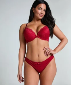 Marine Padded Push-Up Underwired Bra - Red