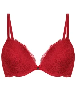 Marine Padded Push-Up Underwired Bra - Red