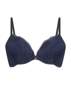 Marine Padded Push-Up Underwired Bra - Blue
