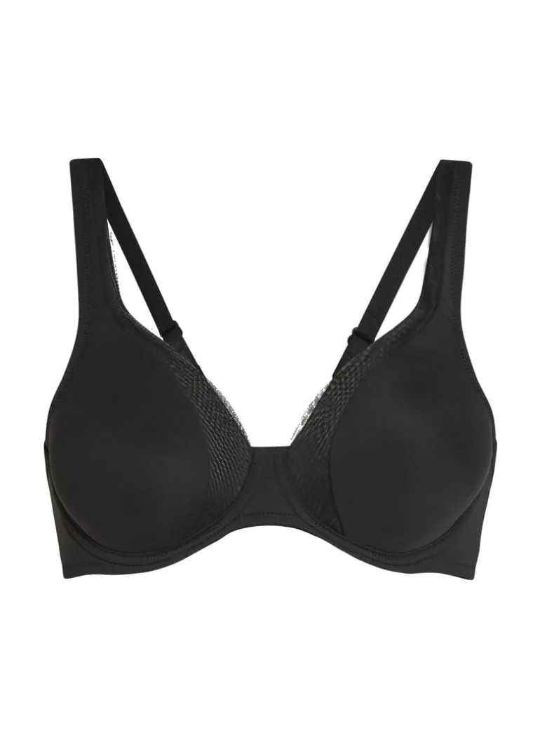 Mesh non-padded underwired bra - Black