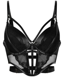 Nadia Padded Underwired Longline Push-Up Bra - Black