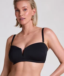Neoprene Bandeau Bikini Top - Black