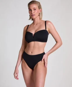 Neoprene Bandeau Bikini Top - Black