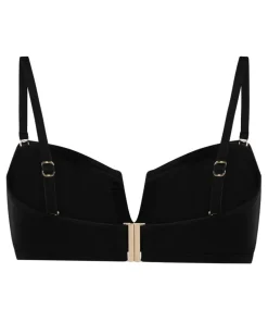 Neoprene Bandeau Bikini Top - Black