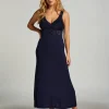 Nora Lace Long Slip Dress - Blue