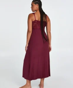 Nora Lace Long Slip Dress - Purple