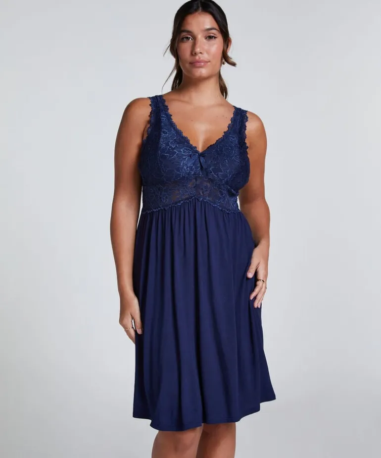 Nora Lace Slip Dress - Blue