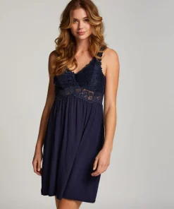 Nora Lace Slip Dress - Blue