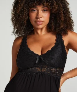 Nora Lace Slip Dress - Black