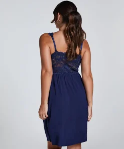 Nora Lace Slip Dress - Blue