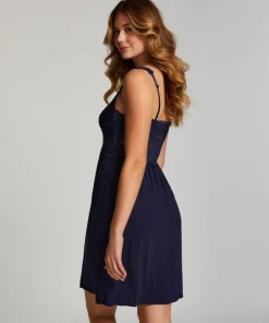 Nora Lace Slip Dress - Blue