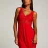Nora Lace Slip Dress - Red