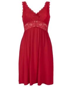 Nora Lace Slip Dress - Red