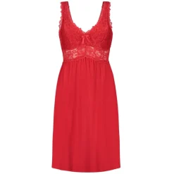 Nora Lace Slip Dress - Red