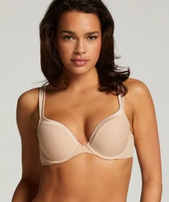 Padded Underwired Bra Satin Fleece - Beige