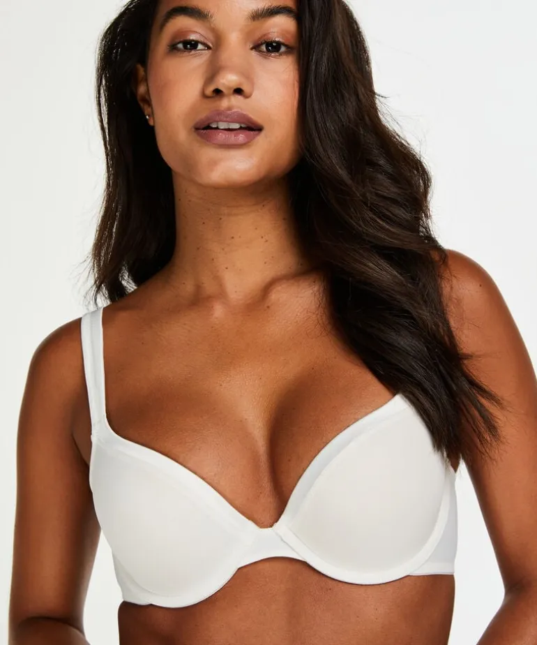 Padded Underwired Bra Satin Fleece - White