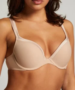 Padded Underwired Bra Satin Fleece - Beige