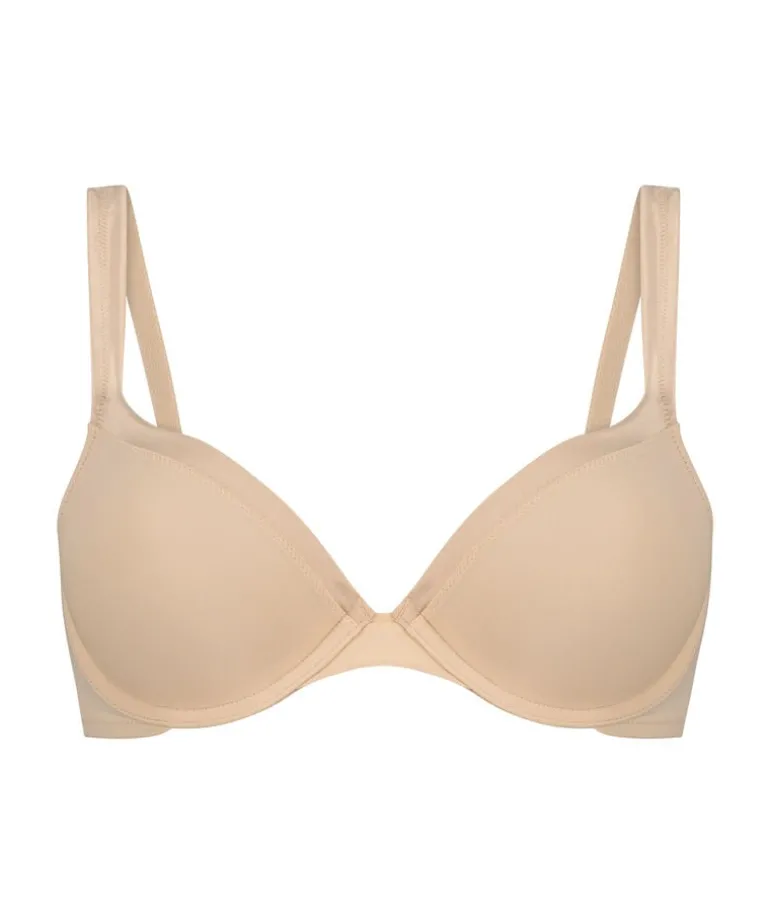 Padded Underwired Bra Satin Fleece - Beige